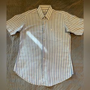 Pierre Balmain s/s linen cotton blend shirt mens‎ size 40 blue/white EUC